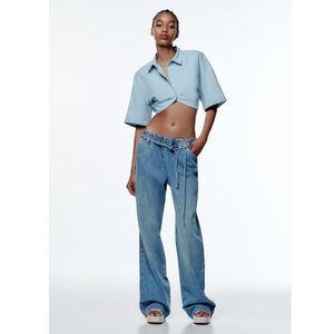 Zara cropped denim button up shirt - NWT